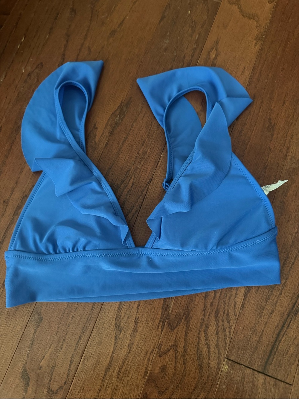 aerie Bright Blue Ruffle V-Neck Swim Top